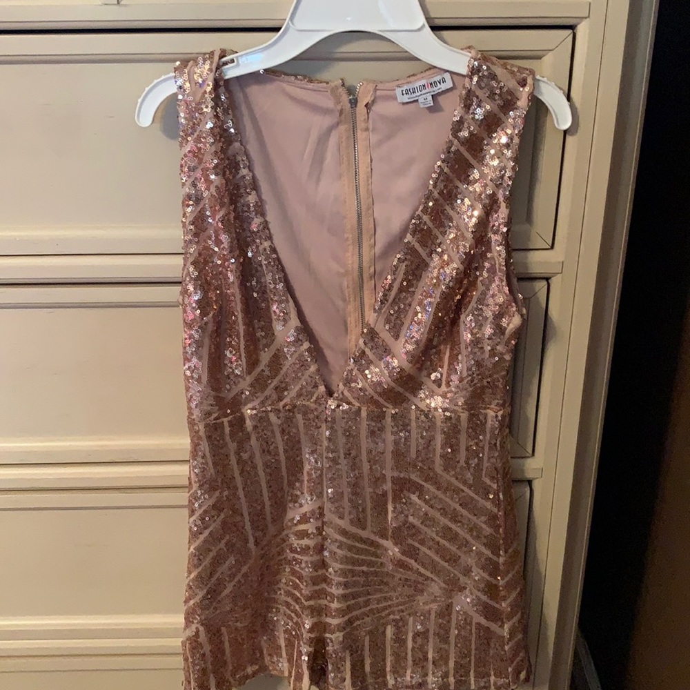 Fashion nova gold sequined romper